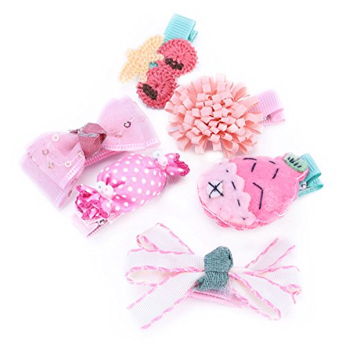 Bcowtte 6Pcs Cute Baby Maedchen Haarspangen handgemachte Stoff Bowknot Krone Haarnadeln Kleinkind Kinder Kinder Haarschmuck Kit # 9 von Bcowtte