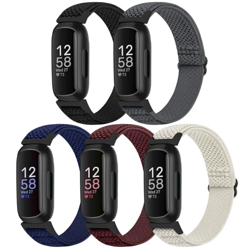 Bcuckood Kompatibel mit Fitbit Inspire 3/Inpsire 2/Inspire/Inpsire HR/Ace 2/Ace 3 Bändern, elastisches, verstellbares Ersatz-Armband, Damen, Herren, Kinder, dehnbar, weich, Sport-Nylon-Schlaufenriemen von Bcuckood