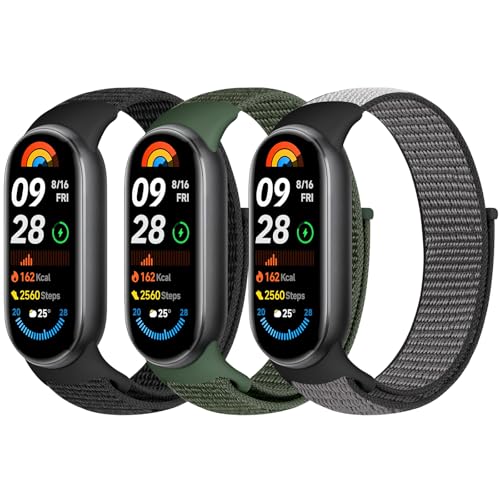 Bcuckood Nylon Sport Armband Kompatibel mit Xiaomi Mi Band 8 für Damen Herren Weiches Verstellbares Atmungsaktives Uhrenarmband Geflochtenes Solo Loop Ersatzarmband für Xiaomi Mi Band 8 von Bcuckood