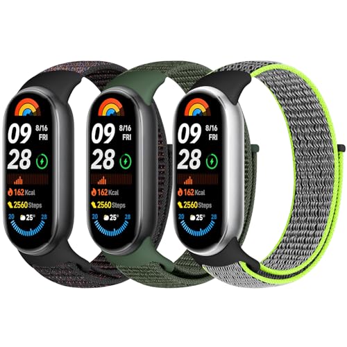 Bcuckood Nylon Sport Armband Kompatibel mit Xiaomi Mi Band 8 für Damen Herren Weiches Verstellbares Atmungsaktives Uhrenarmband Geflochtenes Solo Loop Ersatzarmband für Xiaomi Mi Band 8 von Bcuckood