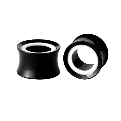 Bcughia Acryl Tunnel Ohr 18mm Plug Ohrringe Damen Schwarz und Weiß Reifen Ear Tunnel Set, 2 Stück von Bcughia