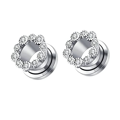 Bcughia Edelstahl Flesh Tunnel 14mm Plug Ohrringe Damen Rund mit Zirkonia Piercing Tunnel Set, 2 Stück von Bcughia