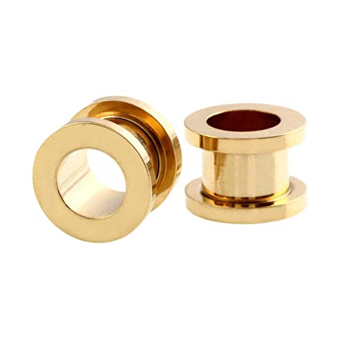 Bcughia Edelstahl Flesh Tunnel 2mm Damen Ohrringe Tunnel Gold Reifen Tunnel Set, 2 Stück von Bcughia