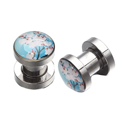 Bcughia Edelstahl Ohr Plug 16mm Tunnel Ohrringe Damen mit Blume Muster Piercing Tunnel Set, 2 Stück von Bcughia