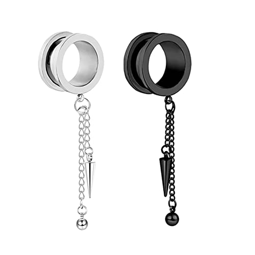 Bcughia Edelstahl Ohr Plug 22mm Ohr Plug Damen mit Kette und Kegel Anhänger Tunnel Set, 2 Stück von Bcughia