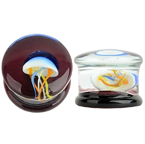 Bcughia Ohr Tunnel 14mm Glas Damen Ohrringe Tunnel Weinrot Runde Form Tunnel Plug Ohr Set, 2 Stück von Bcughia