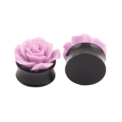 Bcughia Ohr Tunnel 18mm Acryl Ohr Plug Damen mit Lila Rose Piercing Tunnel Set, 2 Stück von Bcughia