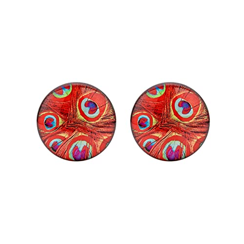 Bcughia Ohr Tunnel 18mm Edelstahl Ohrringe Plugs Damen mit Pfauenfeder Muster Ohr Tunnel Set, 2 Stück von Bcughia