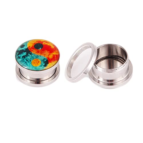 Bcughia Ohrring Tunnel Edelstahl 18mm Ohr Plug Männer Round mit Yin Yang Muster Piercing Tunnel Set, 2 Stück von Bcughia