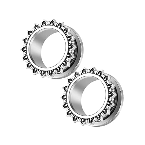 Bcughia Ohrring Tunnel Edelstahl 6mm Ohr Tunnel Männer Sonnenblume Form Ear Tunnel Set, 2 Stück von Bcughia