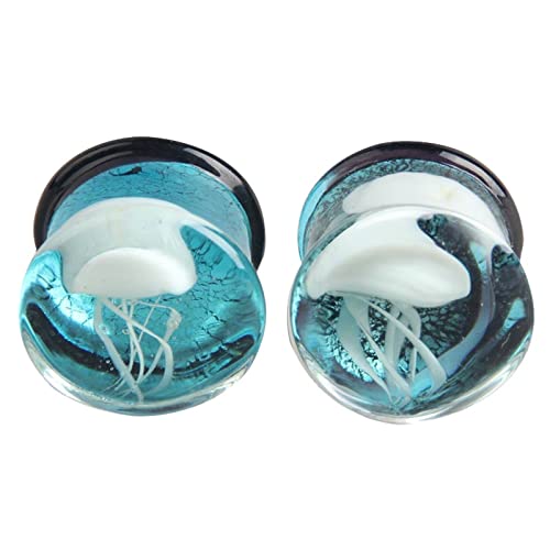 Bcughia Ohrring Tunnel Glas 12mm Ohrringe Plugs Männer Runde Muster Ohr Tunnel Set, 2 Stück von Bcughia