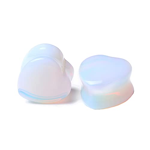 Bcughia Ohrring Tunnel Stein 6mm Ohr Plug Damen Herz Form Opal Stein Ohrringe Tunnel Set, 2 Stück von Bcughia