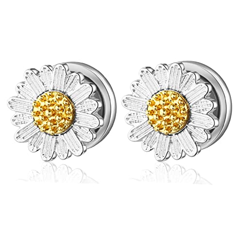 Bcughia Ohrringe Tunnel Edelstahl 12mm Tunnel Ohrringe Damen Chrysantheme Blume Piercing Tunnel Set, 2 Stück von Bcughia