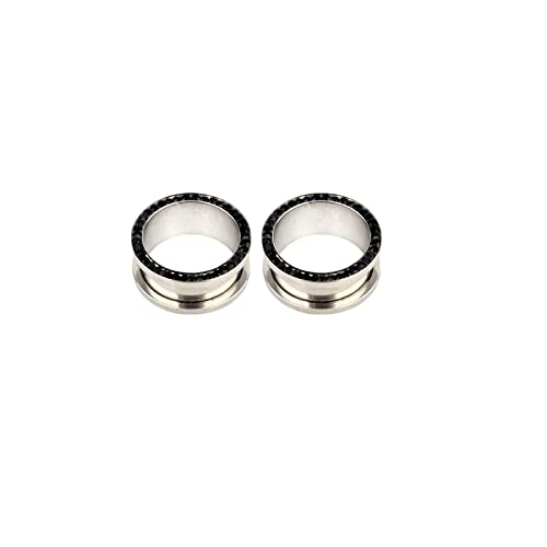 Bcughia Piercing Tunnel Edelstahl 12mm Plug Ohrringe Damen mit Schwarz Zirkonia Ear Tunnel Set, 2 Stück von Bcughia