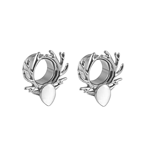 Bcughia Piercing Tunnel Edelstahl 14mm Ohr Plug Damen Geweih mit Muschel Muster Tunnel Ohrring Set, 2 Stück von Bcughia