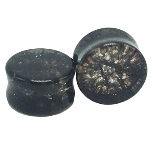 Bcughia Stein Ohr Plug 12mm Ohrringe Plugs Damen Schwarz Glas Ohr Plug Set, 2 Stück von Bcughia