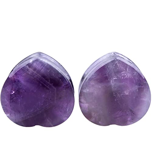 Bcughia Stein Tunnel Ohr 25mm Ohr Plug Damen Violett Herz Piercing Tunnel Set, 2 Stück von Bcughia