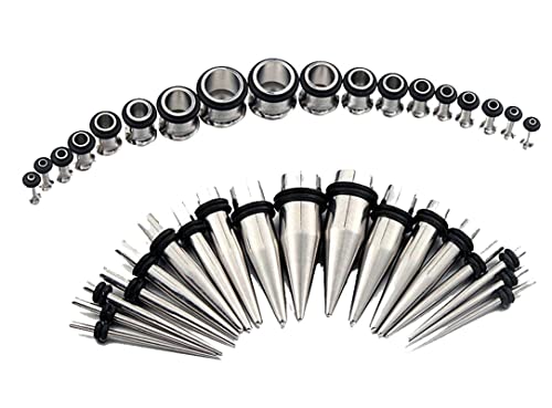 Bcughia Tunnel 1.6-10mm Edelstahl Ohr Tunnel Männer Kegel und Reifen Ohrringe Tunnel Set, 36 Stück von Bcughia