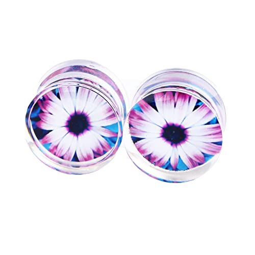 Bcughia Tunnel 12mm Acryl Ohr Tunnel Herren Chrysantheme Blume Tunnel Plug Ohr Set, 2 Stück von Bcughia