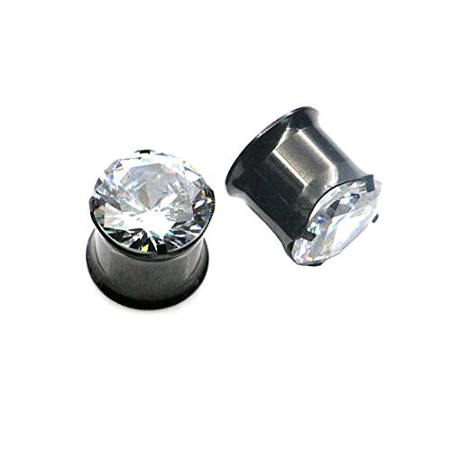 Bcughia Tunnel 4mm Edelstahl Ohr Plug Damen mit Runde Zirkonia Tunnel Ohrring Set, 2 Stück von Bcughia