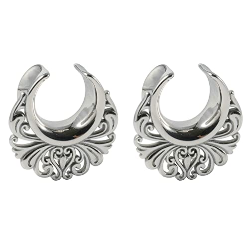 Bcughia Tunnel Ohrringe 10mm Edelstahl Ohrringe Plugs Männer Hohl Blume Muster Ear Tunnel Set, 2 Stück von Bcughia