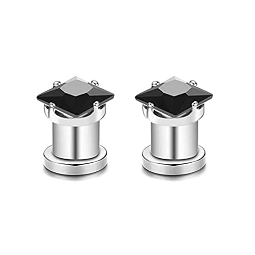 Bcughia Tunnel Ohrringe 5mm Edelstahl Ohrringe Plugs Damen mit Quadrat Zirkonia Tunnel Set, 2 Stück von Bcughia