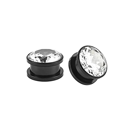 Bcughia Tunnel Ohrringe 8mm Edelstahl Ohrringe Plugs Damen mit Weiß Zirkonia Ear Tunnel Set, 2 Stück von Bcughia