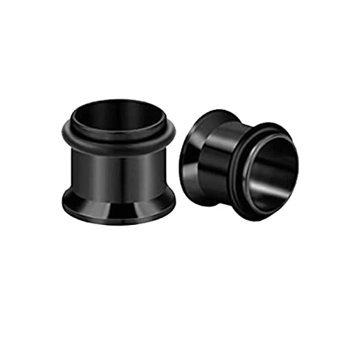 Edelstahl Flesh Tunnel 14mm Plug Ohrringe Damen Single Flare Schwarz Reifen Tunnel Set, 2 Stück von Bcughia