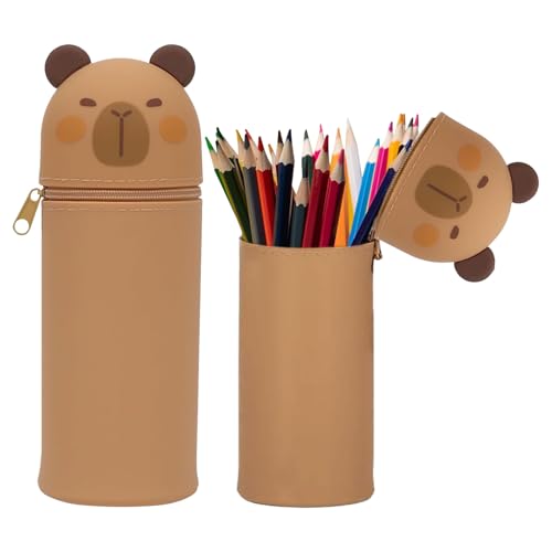 Bcuuozeeing 2-in-1 Silikon Federmäppchen, Kawaii Federmäppchen, Stand up federmäppchen, 2-in-1 Weiche Silikontasche Tischstifthalter Federtasche, Niedliche Schule Geschenke für Kinder von Bcuuozeeing