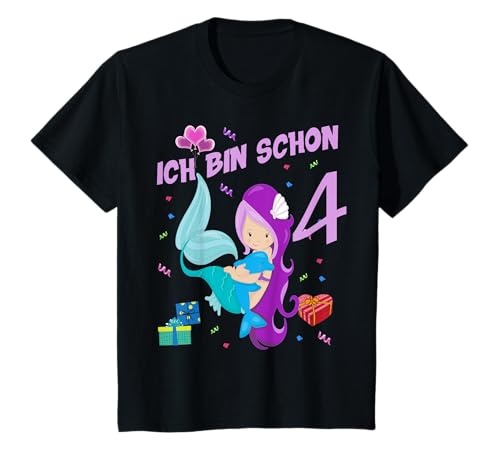 Meerjungfrau 4.Geburtstag - Geburtstagsshirt 4 Jahre Mädchen T-Shirt von Bday24 Geburtstagsshirts - 4 Jahre