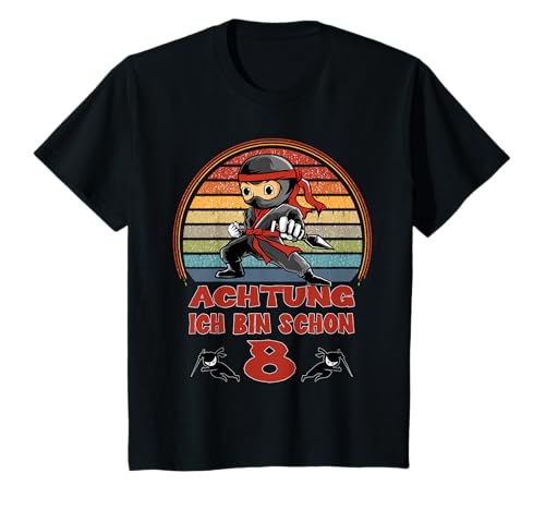 Ninja 8.Geburtstag Jungen Achtung Ich bin 8 Jahre T-Shirt Ninja 8.Geburtstag Jungen Achtung Ich bin 8 Jahre T-Shirt von Kinder Geburtstagsshirts by Bday24