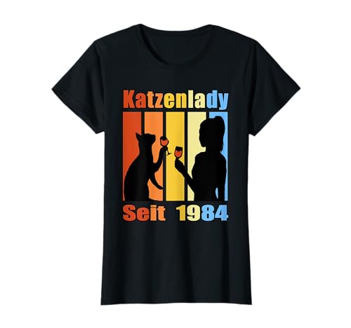 39. Geburtstag Katzenlady seit 1984 Frauen Katze 39 Jahre T-Shirt von Bday24 Katzen Geburtstag
