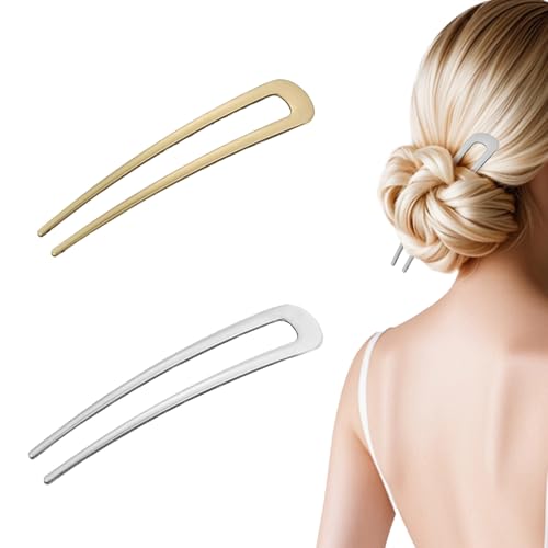 Bdfgh Haarspange in U-Form, Metall, elegant, für Damen und Mädchen, Haarspange im französischen Stil, für den täglichen Gebrauch, Partys und Zeremonien, 2 Stück von Bdfgh