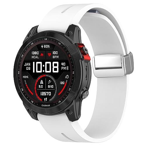 Bdsidy Armbänder Kompatibel mit Garmin Fenix 8 47mm/Fenix E 47mm, Silikon Atmungsaktiv Männer Frauen Armband, Sport Magnetverschluss Armband für Fenix 8 47mm/Fenix E 47mm Uhrenarmband (Weiß) von Bdsidy