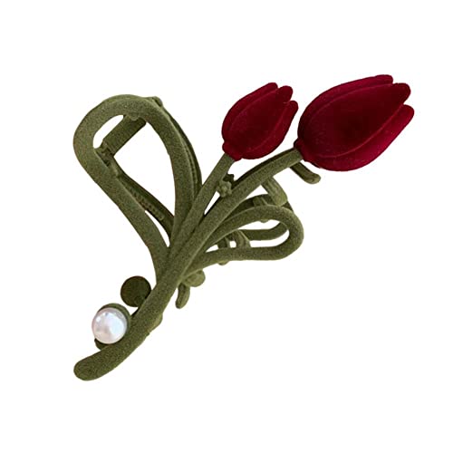 Elegante Samt-Haarspange in Tulpenform, modisch, Hai-Clip, Zubehör, Haarklammer, Pferdeschwanz, Hai, Damen-Kopfschmuck, X6Y1 Haar von Bduttlefish