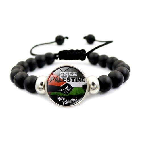 Palästinensische Flagge, kostenloses Palästina-Armband, schwarzes Edelstein-Perlenarmband, verstellbare Unterstützung, Palästina-Armband, Palästina-Schmuck, Geschenk für Damen und Herren, von Bduttlefish