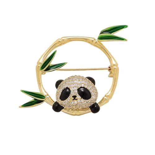 Panda Brosche Pin Tier Brosche für Frauen Niedliche Bambus Panda Pins Brosche Tier Panda Bär Golden Pi Brosche Pin Grün Revers von Bduttlefish