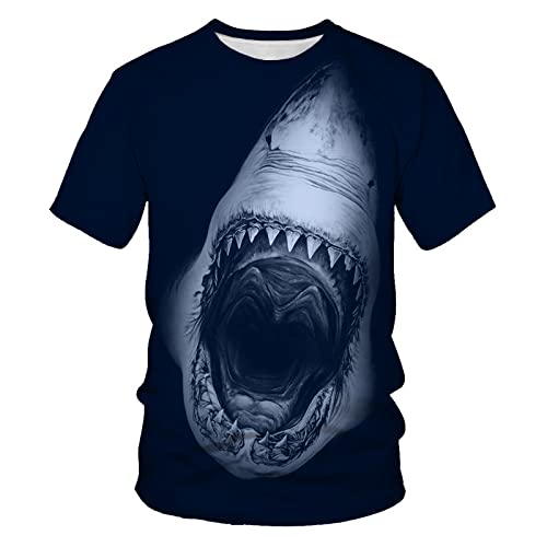 3D-Bedrucktes Kurzarm-T-Shirt Mit Rundhalsausschnitt,Schnell Trocknendes Oberteil,Meeresfischhai,6XL von Bdwtsvoksrk