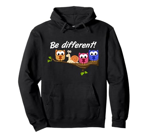 Be Different! - Damen Süßer Fun Spruch - Eule Schnecke Pullover Hoodie von Be Different - Herren - Schnecke Eule Süßes Motiv