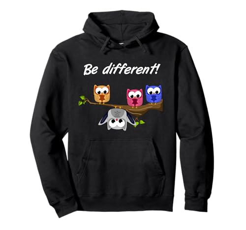 Be Different! - Damen Süßer Fun Spruch - Motto - Eule Vögel Pullover Hoodie von Be Different - Herren Slogan - Owl Witziges Motiv