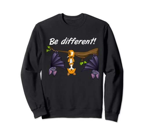 Be Different! - Damen Süßer Fun Spruch - Fledermaus Fuchs Sweatshirt von Be Different - Herren - Witziges Fledermaus Design