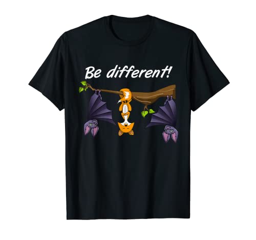 Be Different! - Damen Süßer Fun Spruch - Fledermaus Fuchs T-Shirt von Be Different - Herren - Witziges Fledermaus Design