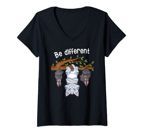 Damen Be Different Katze T-Shirt mit V-Ausschnitt von Be Different von Lifua