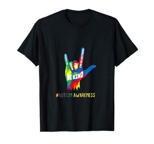 Be Kind ASL Handzeichen Autismus Awareness Tie Dye T-Shirt Be Kind ASL Handzeichen Autismus Awareness Tie Dye T-Shirt von Be Kind ASL Autism Awareness Tee