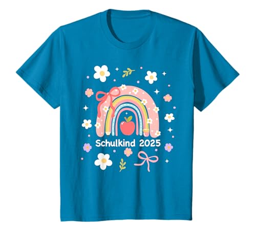 Kinder Schulkind 2025 Mädchen Regenbogen Einschulung Geschenk T-Shirt von Be Kind Be Happy