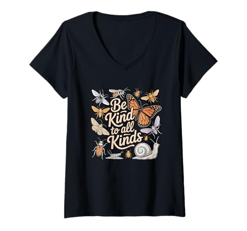 Damen Vintage Be-Kind to All Kinds Bugs Entomology Entomologe T-Shirt mit V-Ausschnitt Damen Vintage Be-Kind to All Kinds Bugs Entomology Entomologe T-Shirt mit V-Ausschnitt von Be-Kind To All Kinds Bugs Entomology Entomologist