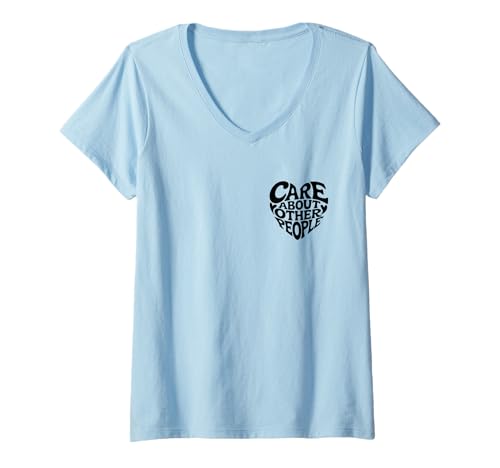 Damen Kümmere Dich um andere Menschen von vorne und hinten T-Shirt mit V-Ausschnitt Damen Kümmere Dich um andere Menschen von vorne und hinten T-Shirt mit V-Ausschnitt von Be Kind