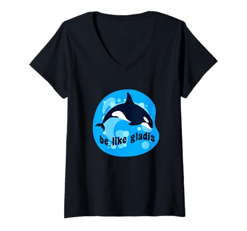 Damen Sei wie Gladis Yacht sinkender Wal Lustiges Orca-See-Viral-Meme T-Shirt mit V-Ausschnitt von Be Like Gladis Meme Orca Sinking Rich Whale Lover