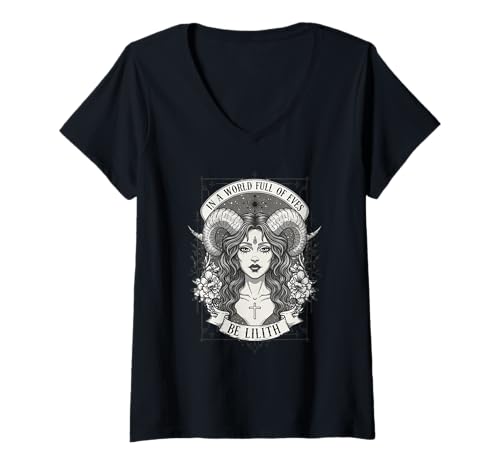 Damen Lilith In A World of Eves Sei Eine Lilith Feminist Empowerment T-Shirt mit V-Ausschnitt von Be Lilith