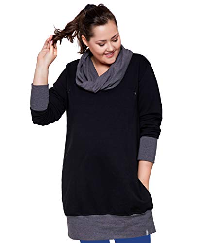 Be Mama - Maternity & Baby wear 2in1 Damenpullover Große Grösen - Umstandspulli, Sweatshirt, Stillpulli, hochwertige Baumwolle, Modell: Nella, schwarz, XXL von Be Mama - Maternity & Baby wear